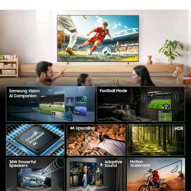 Samsung 43 inch (108cm) Crystal UHD 4K Vision AI 2026 Smart TV | 30W Speakers | 4K Upscaling | HDR10+ | 150+ Channels | 7 Years OS Upgrade | UA43UE86AHULXL