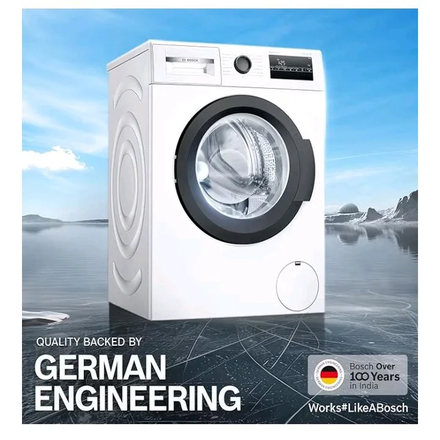 Bosch 8 kg 5 Star Front Load Fully-Automatic Washing Machine, AI ActiveWater, 15 Wash Programs, Removes 99.9% Germs with Steam, No Tangle or Wrinkle,White, WAJ28260IN