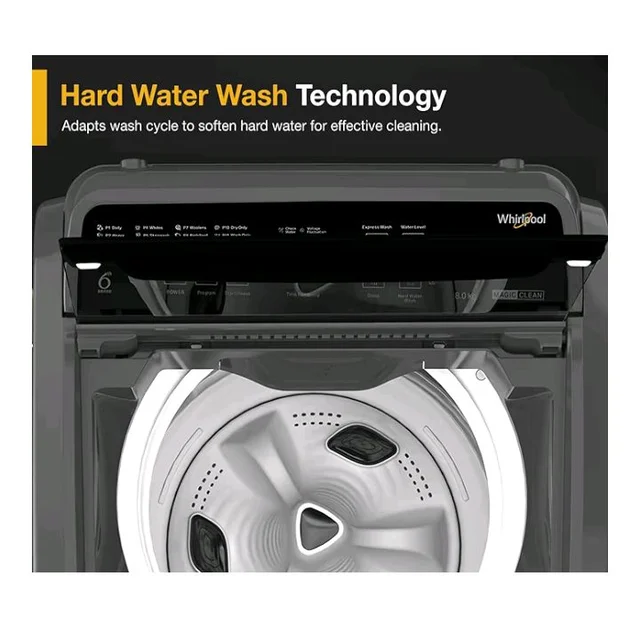 Whirlpool 8 kg Magic Clean 5 Star Fully Automatic Top Load Washing Machine Grey (MAGIC CLEAN ELT 8.0 GREY 10YMW, Hard Water Wash)