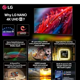 LG 108 cms (43 inches) NU87 AI Series Nano 4K Ultra HD (3840 x 2160) Smart webOS LED TV 43NU870BPLA 2026