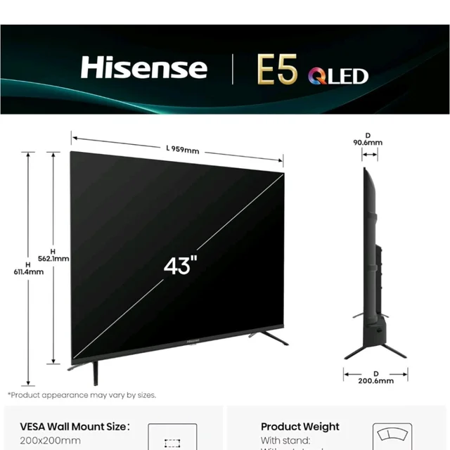 Hisense 108 cm (43 inches) E5S Series Full HD Smart Hi-QLED Google TV 43E5S