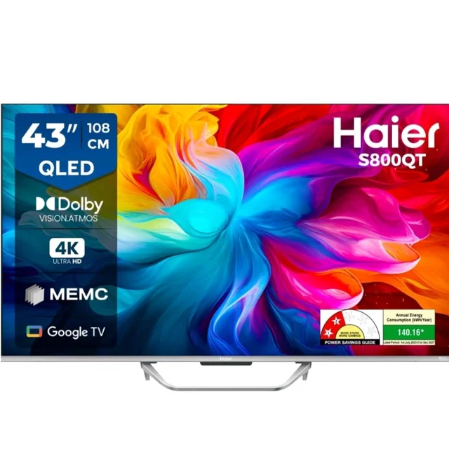 Haier 108 cm (43) S800 Series 4K Ultra HD Smart QLED Google TV 43S800QT-P (Grey