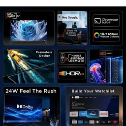 Intex 109 cm (43 Inches) Frameless Full HD Smart Google TV | Android 14 | HDR10 | 24W Dolby Audio | Google Assistant | Chromecast Built-in | LED-GFV4307