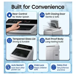 Samsung 7 kg, 5 Star, Eco Bubble Technology, Digital Inverter Motor, Soft Closing Door, Fully-Automatic Top Load Washing Machine (WA70BG4441YYTL, Lavender Gray)