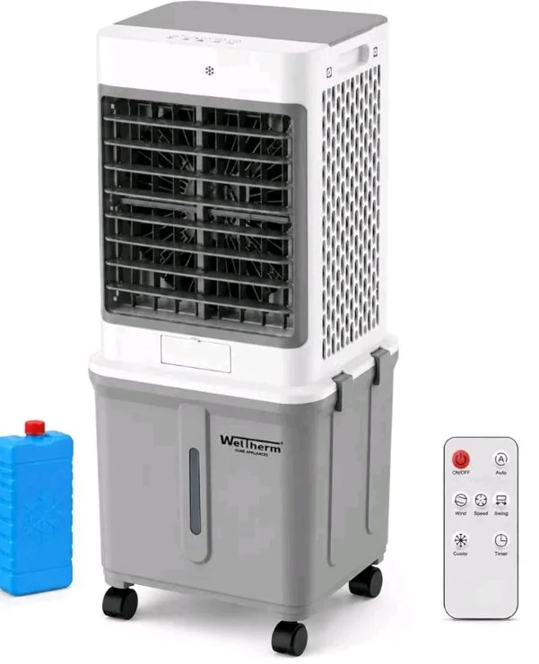 WelTherm 40L Air Cooler with 100% Pure Copper Motor, Low Noise Operation, Top Water Refill, Top Ice Chamber, Touch Panel, Remote Control, Auto Swing & Wheels, WX-TITAN