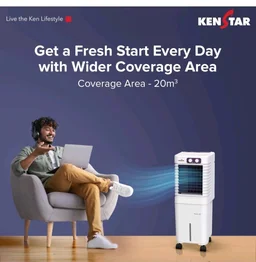 Kenstar PULSE HC 20 Portable/Room/Personal Air Cooler For Home| Honeycomb Pad |High Speed Fan |15 Ft Powerful Air Throw|Inverter compatible |Portable Cooler-Room|1-Yr Product Warranty|White & Purple