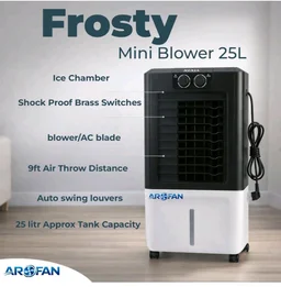 25L Frosty Air Cooler for Room Cooling | Anti Bacterial Honey Comb Pads | Collapsible Louvers | Compatible Wheels for Easy Moving | 9 Feet Air Throw Distanc