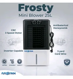 25L Frosty Air Cooler for Room Cooling | Anti Bacterial Honey Comb Pads | Collapsible Louvers | Compatible Wheels for Easy Moving | 9 Feet Air Throw Distanc