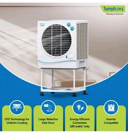 Symphony Jumbo 51 Desert Air Cooler For Home with Aspen Pads, Powerful Fan, Cool Flow Dispenser and Free Trolley (51L, White)