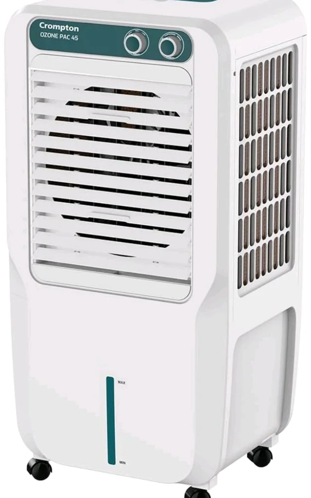 Crompton Ozone Personal Air Cooler 45L| High density honeycomb pad for cooling retention| Auto fill| Water level indicator Ice chamber| Cooling mode & Auto Swing |3 Years Brand Warranty