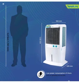 Symphony Storm 70 XL Desert Tower Air Cooler 70-litres with Multistage Air Purification, Powerful Fan, 3-Side Honeycomb Pads, Automatic Vertical Swing & Low Power Consumption (White)