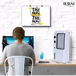 Havai Mini Table Cooler, White, 9 Litre Tank Capacity
Portable Cooler Vertical Blower, Single Person Use, Ice Box, 2 Feet Air Throw, 3 Speed Control, 1 Yea