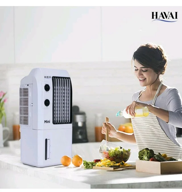 Havai Mini Table Cooler, White, 9 Litre Tank Capacity
Portable Cooler Vertical Blower, Single Person Use, Ice Box, 2 Feet Air Throw, 3 Speed Control, 1 Yea