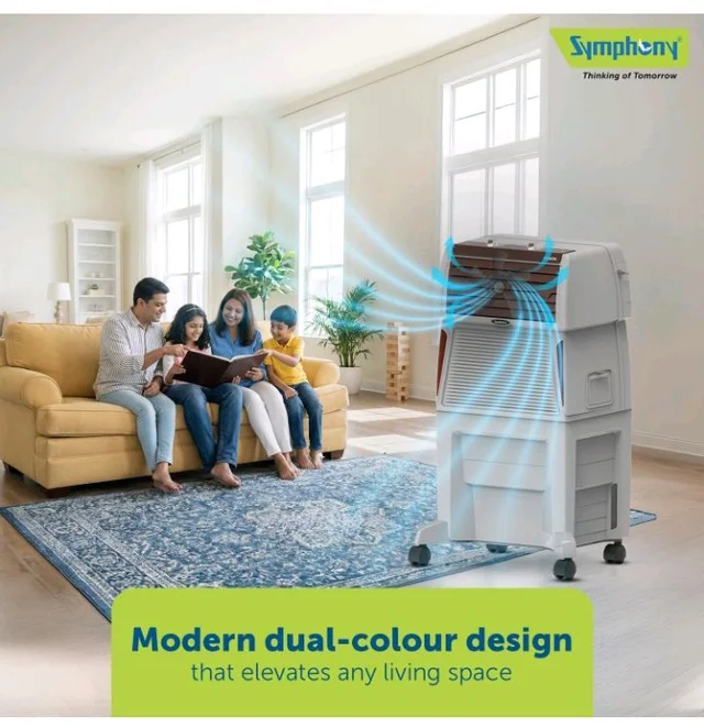 Symphony Touch 50 Room Air Cooler | Honeycomb Cooling Pad | 5 Star Rated | Powerful Blower | Closable Louvers | CFD Technology for Uniform Cooling | 3-Year Warranty