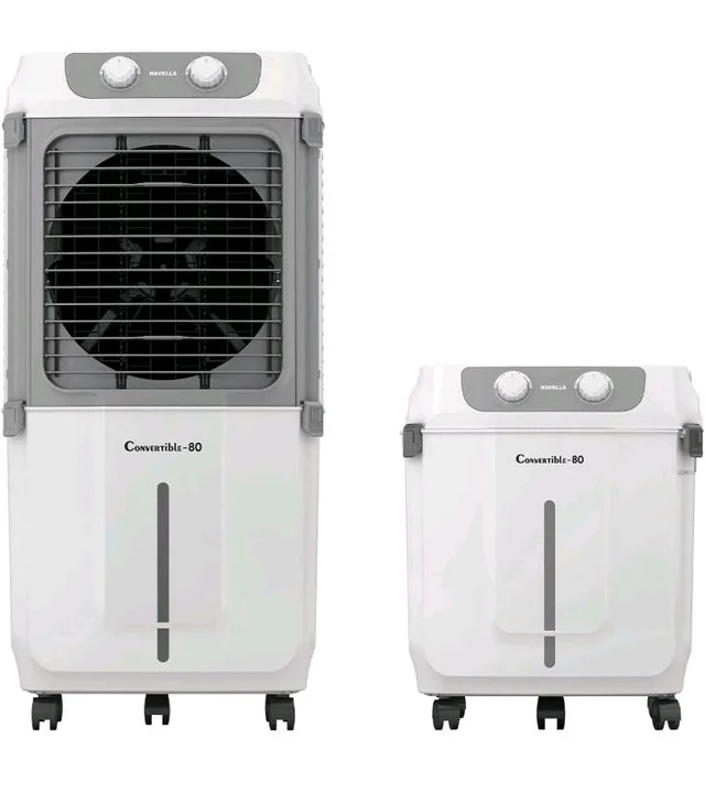 Havells 2-in-1 Convertible 80 L Desert Air Cooler for room| Dual functionality & easy storing| Can be used as side table| 5 Leaf Metal Blade Fan| Powerful Air-Delivery| Bacteria shield honeycomb pads