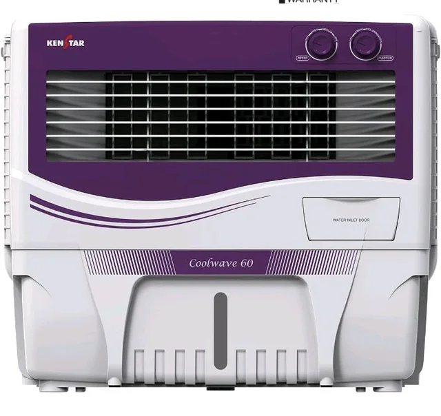 Kenstar COOLWAVE 60 L Air Cooler with Woodwool Cooling Media |5-star BEE Rating | 200 W|Purple & White