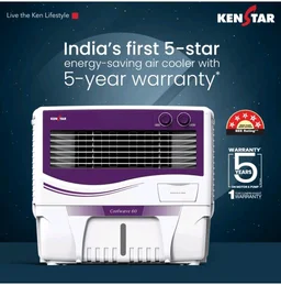 Kenstar COOLWAVE 60 L Air Cooler with Woodwool Cooling Media |5-star BEE Rating | 200 W|Purple & White