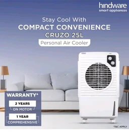 Hindware Smart Appliances | Cruzo 25L Personal Air Cooler in Summer with exclusive Insect and Dust free Filter Technology | Ice Chamber & Honeycomb Pad | Inverter Compatible