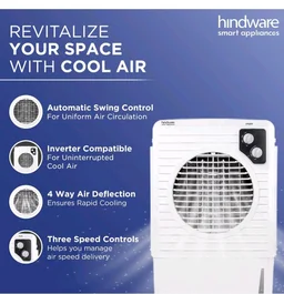 Hindware Smart Appliances | Cruzo 25L Personal Air Cooler in Summer with exclusive Insect and Dust free Filter Technology | Ice Chamber & Honeycomb Pad | Inverter Compatible