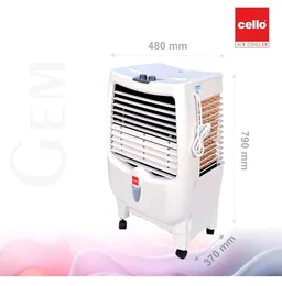 CELLO Gem 35 Litres Heavy Duty Vertical Commercial Air Cooler | High-Density Honeycomb Cooling Pads, Auto-Fill Water Technology, Powerful Air Flow | Long Life Air Cooler For Office & Personal Use