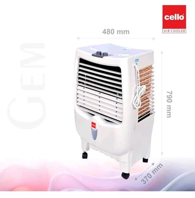 CELLO Gem 35 Litres Heavy Duty Vertical Commercial Air Cooler | High-Density Honeycomb Cooling Pads, Auto-Fill Water Technology, Powerful Air Flow | Long Life Air Cooler For Office & Personal Use