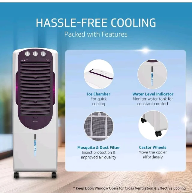 V-Guard Arido T25 H Tower Air Cooler For Room| 25 Litre
9.14 m Air Throw | 2 Year Warranty on Motor & Pump|Concealed Pump Design |Air Delievery-1406 cmh |1 Year Warranty On Cooler