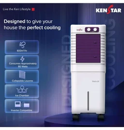 Kenstar PULSE HC 20 Portable/Room/Personal Air Cooler For Home| Honeycomb Pad |High Speed Fan |15 Ft Powerful Air Throw|Inverter compatible |Portable Cooler-Room|1-Yr Product Warranty|White & Purple