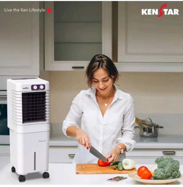 Kenstar PULSE HC 20 Portable/Room/Personal Air Cooler For Home| Honeycomb Pad |High Speed Fan |15 Ft Powerful Air Throw|Inverter compatible |Portable Cooler-Room|1-Yr Product Warranty|White & Purple