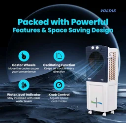 Voltas Frost Air 60 Room Air Cooler for Home, with Swing Control (60 Litre Tank Capacity, Water Level Indicator, Honeycomb Cooling Media, White)