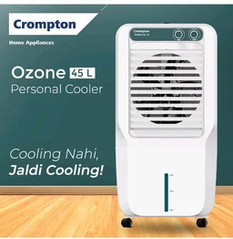 Crompton Ozone Personal Air Cooler 45L| High density honeycomb pad for cooling retention| Auto fill| Water level indicator Ice chamber| Cooling mode & Auto Swing |3 Years Brand Warranty