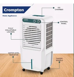 Crompton Ozone Personal Air Cooler 45L| High density honeycomb pad for cooling retention| Auto fill| Water level indicator Ice chamber| Cooling mode & Auto Swing |3 Years Brand Warranty