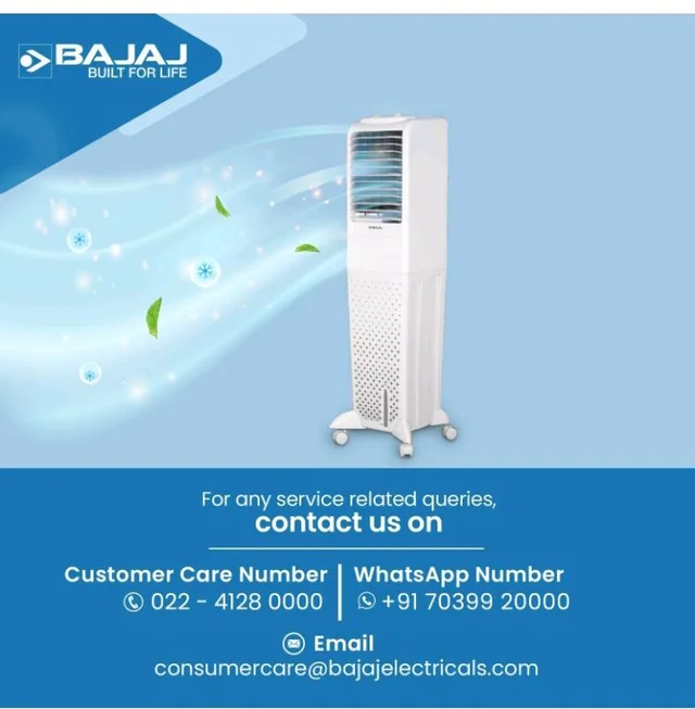 Bajaj TMH50 Tower Air Cooler for Room 50L|For Larger Room|Inverter Compatibility|Honeycomb Cooling Pads|Typhoon Blower Tech|Portable AC|30-Ft Air Throw|3 Yrs Comprehensive Product Warranty|White
