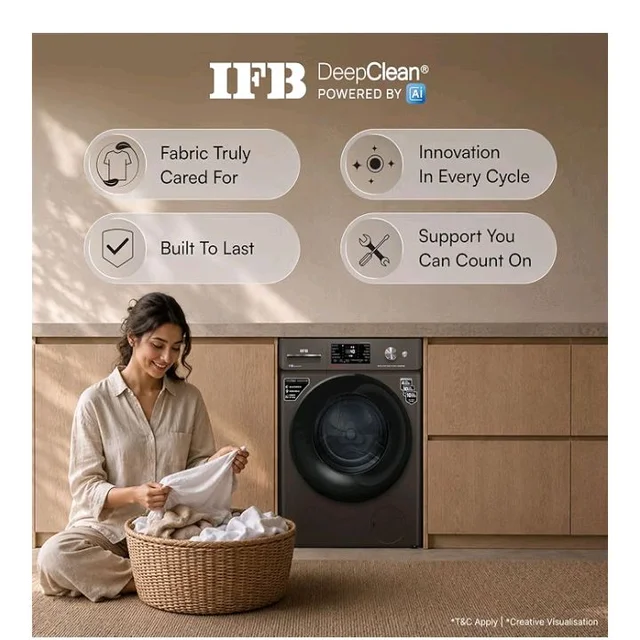 IFB 9Kg 5 Star,9 Swirl Wash, Steam Refresh, Eco Inverter Motor, WiFi Enabled, DeepClean®Ai Powered Fully Automatic Front Load Washing Machine(EXECUTIVE MXN 9014K, 2X Power Steam®,Inbuilt Heater,Mocha)