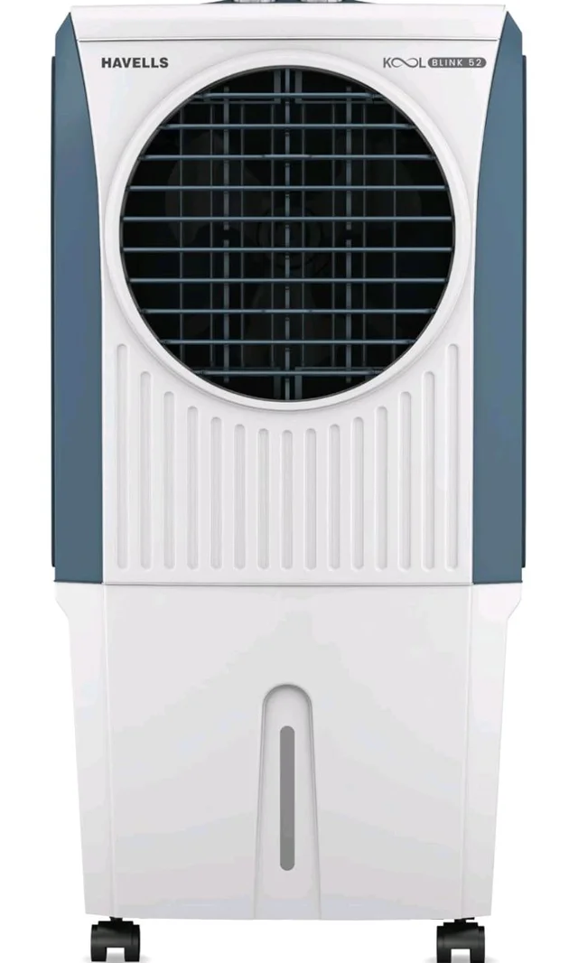 Havells KoolBlink 52 L Air Cooler for Room|Powerful Air-Delivery|Dual Flow Technology|3 Side Bacteria Shield Honeycomb Pads|Double Ball Bearing Motor|Front Wheels with Brake|Inverter Compatible