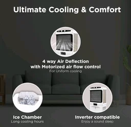 Hindware Smart Appliances 117 L Desert Air Cooler Honeycomb Pads, Anti-Bacterial Protection, Inverter Compatible (Black & White, Powerstorm)