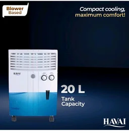 Havai Simba Personal Cooler | Blower Based Air | 100 Sq. Ft. Area Coverage | 20-Litre Tank Capacity | Single Honeycomb Pad | 8-Foot Air Throw | 1-Year Warranty | 3-Speed Control | White