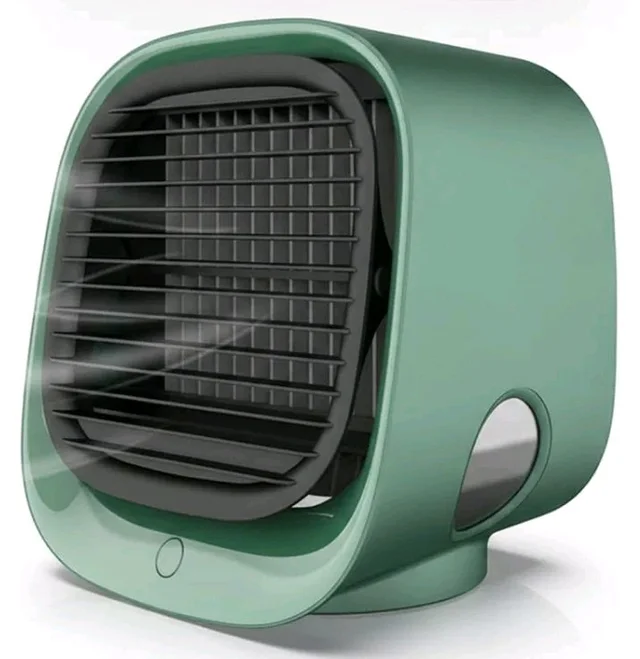 Black Grille Tabletop Air Cooler Oval Viewing Window Desktop Mini Air Cooler for Office, Green