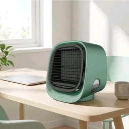 Black Grille Tabletop Air Cooler Oval Viewing Window Desktop Mini Air Cooler for Office, Green