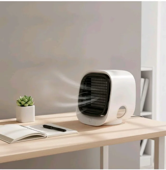 Black Grille Tabletop Air Cooler Oval Viewing Window Desktop Mini Air Cooler for Office, Pink