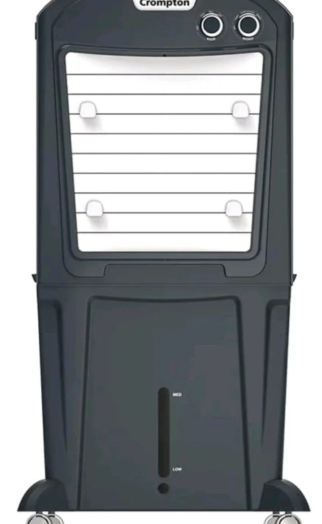 Crompton Zelus PAC45 45L Desert Air Cooler, Grey, with 4-Way Air Deflection, Auto Swing Louvers, Ice Chamber, Everlast Pump, Motor Overload Protection, Inverter Compatible