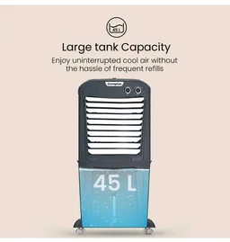 Crompton Zelus PAC45 45L Desert Air Cooler, Grey, with 4-Way Air Deflection, Auto Swing Louvers, Ice Chamber, Everlast Pump, Motor Overload Protection, Inverter Compatible