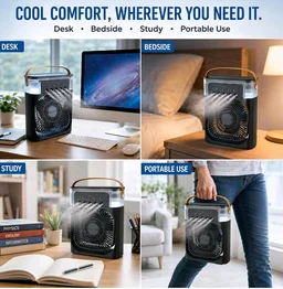 Drumstone ππ πππππ ππππππππ Mini Air Cooler & Humidifier Fan with Multi-Jet Mist, 3 Fan Speeds & 7-Color LED Light, USB Powered Portable Personal Cooler with Carrying Handle for Desk
39%
off