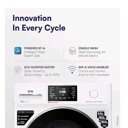 IFB 7 Kg 5 Star, 9 Swirl Wash, Steam Refresh, Eco Inverter Motor, WiFi Enabled, DeepClean® Ai Powered Fully Automatic Front Load Washing Machine(SERENA VXN 7012, 2X Power Steam®,Inbuilt Heater,White)
