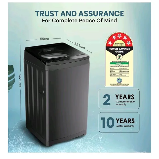 Haier 8 Kg, In-Built Heater, Front Panel Design, NZP Technology, Oceanus Wave Drum, Fully Automatic Top Load Washing Machine (ETL80-HC5S8 | Dark Jade Silver)
100+ bought in past month
35%
off