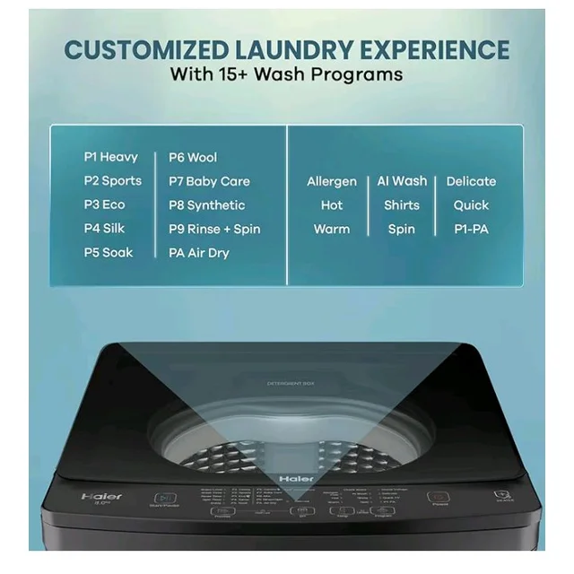 Haier 8 Kg, In-Built Heater, Front Panel Design, NZP Technology, Oceanus Wave Drum, Fully Automatic Top Load Washing Machine (ETL80-HC5S8 | Dark Jade Silver)
100+ bought in past month
35%
off