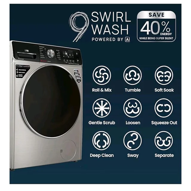 IFB 10Kg 5 Star with Deep Clean Oxyjet Technology, AI Powered, Fully Automatic Front Load Washing Machine (EXECUTIVE PLUS VSC 1014, Steam Refresh Program, Wi-Fi, Eco Inverter, SUS VCM, silver)