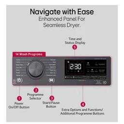 LG 9 Kg, Wi-Fi, Dual Inverter Heat Pump, Eco-Hybrid Technology Fully Automatic Front Load Dryer (DHV09SAM, Double Layer Air Filter, Allergy Care, Auto Cleaning Condenser, Middle Black)