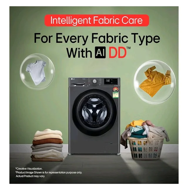 LG Smart Choice, 9 Kg, 5 Star, AI Direct Drive Technology, Steam, 6 Motion DD & Wi-Fi Fully-Automatic Front Load Washing Machine (FHP1209Z5M, Intelligent & Convenient Fabric Care, Middle Black)