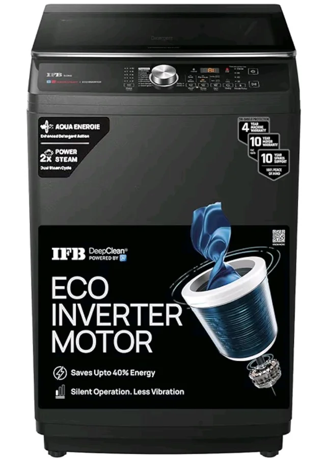 IFB 9 Kg 5 Star AI Powered Deepclean® Technology Fully Automatic Top Load Washing Machine with Inbuilt Heater(TL900NB2SID, Eco Inverter, Power Steam®, Activmix, 4 Year Machine Warranty, Noir Black)