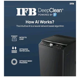 IFB 9 Kg 5 Star AI Powered Deepclean® Technology Fully Automatic Top Load Washing Machine with Inbuilt Heater(TL900NB2SID, Eco Inverter, Power Steam®, Activmix, 4 Year Machine Warranty, Noir Black)